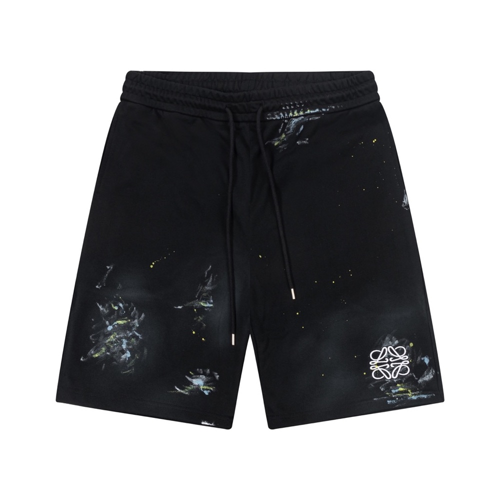 Loewe Black Graffiti Print Anagram Embroidered Drawstring Shorts